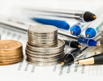 piggy bank with a calculator